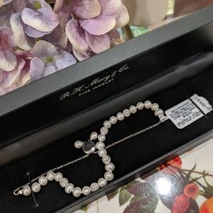 White Cultured Freshwater Pearl Crystal Bracelet